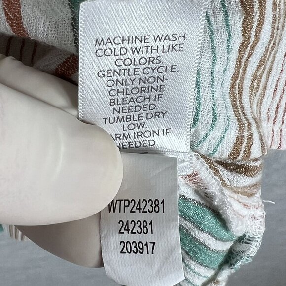 J Jill Womens M Tiered Tunic Top Tassels Sleeveless Striped Ruffled Boho Blouse - Picture 12 of 13